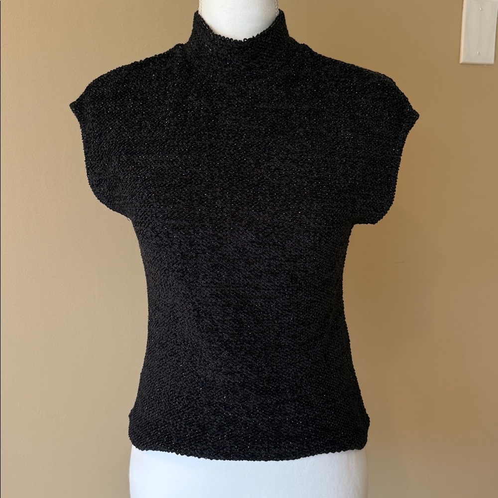 Zara Black gold shimmer Turtleneck Sweater